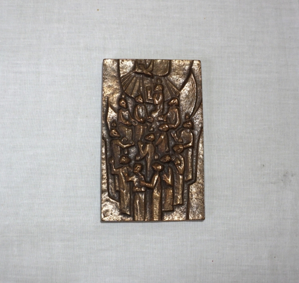 Bronzeplakette mit Motiv Firmung, 8 x 12,5 cm